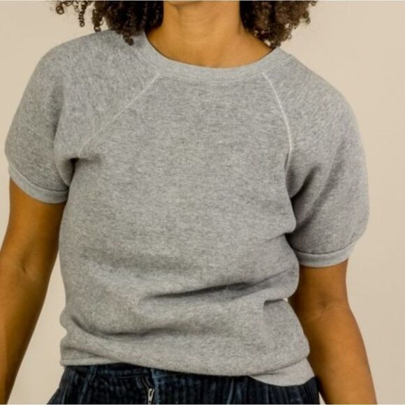 T.la Heather Gray Cropped Crewneck Pullover Short-Sleeved Top Size XXS - Picture 12 of 13